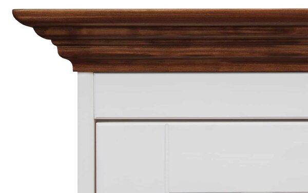 Vitrină lemn masiv nuc Linea Alb-, 130 × 45 × 190 cm