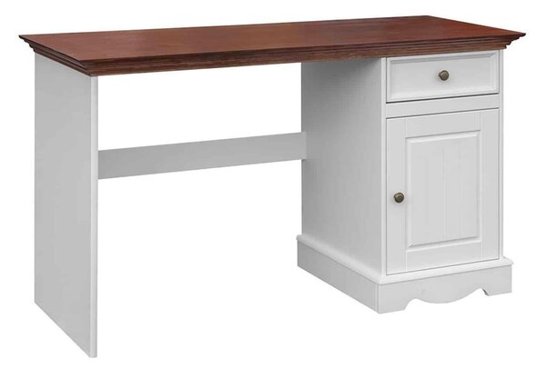 Birou lemn masiv nuc Linea Alb-, 130 × 53 × 77 cm