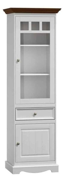 Vitrină lemn masiv nuc Linea Alb-, 60 × 45 × 190 cm