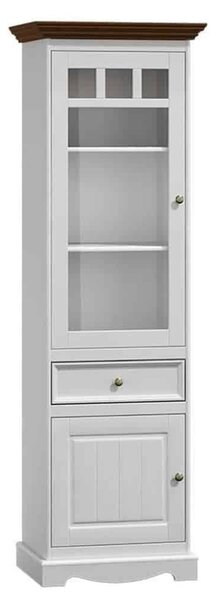 Vitrină lemn masiv nuc Linea Alb-, 60 × 45 × 190 cm