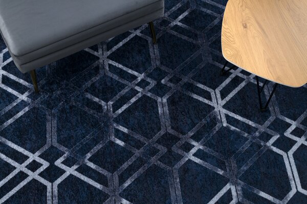 MIRO 51805.802 covor lavabil Geometric, spalier anti-alunecare - albastru