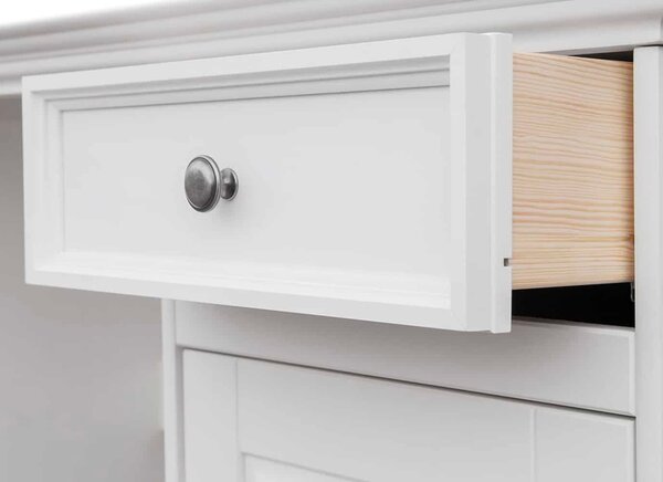 Birou lemn masiv alb Linea, 155 × 54 × 77 cm