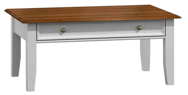 Masă lemn masiv nuc Cafea Linea cu Sertar 122x71cm Alb-