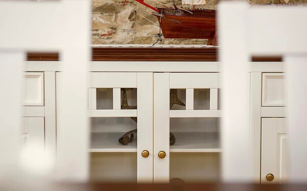 Comodă lemn masiv nuc Linea Alb-, 167 × 45 × 85 cm