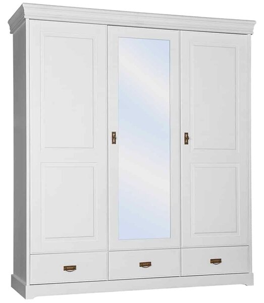 Dulap lemn masiv alb Florence, 193 × 62 × 218 cm