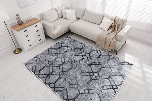 MIRO 51805.803 covor lavabil Geometric, spalier anti-alunecare - gri