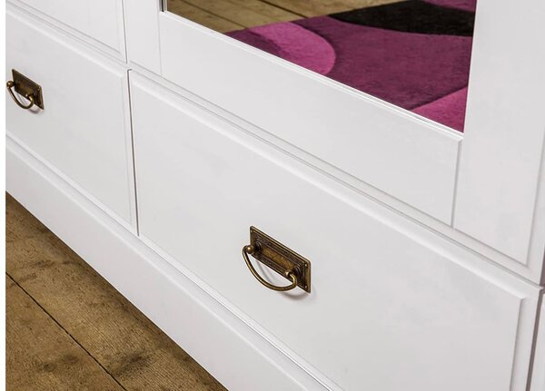 Dulap lemn masiv alb-natur Florence, 193 × 62 × 218 cm