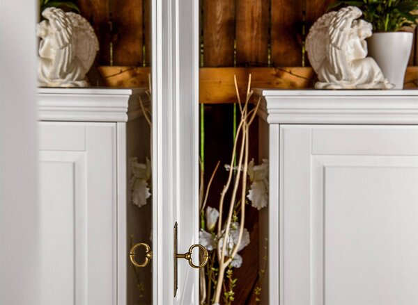 Dulap lemn masiv alb Florence, 193 × 62 × 218 cm