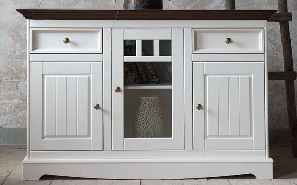 Comodă lemn masiv nuc Linea Alb-, 130 × 45 × 85 cm