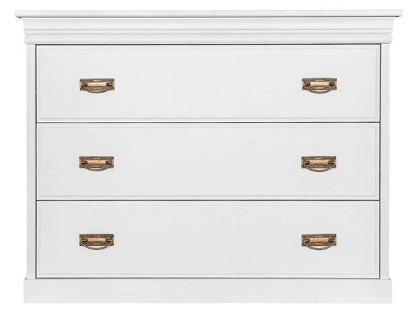Comodă lemn masiv alb Florence, 107 × 42 × 83 cm