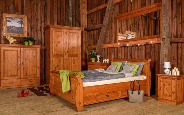 Dulap lemn masiv natur Florence, 132 × 62 × 218 cm