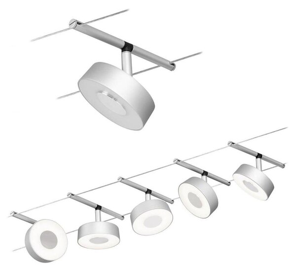 Paulmann 94475 - Set 5 x LED/5W, sistem complet cu cablu CIRCLE 230V, crom mat