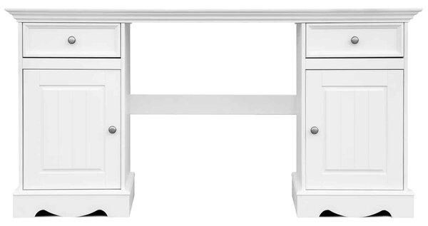 Birou lemn masiv alb Linea, 155 × 54 × 77 cm