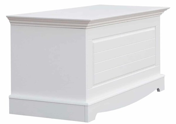 Băncuță lemn masiv alb cu Ladă, 112 × 45 × 51 cm