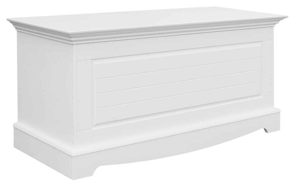 Băncuță lemn masiv alb cu Ladă, 112 × 45 × 51 cm