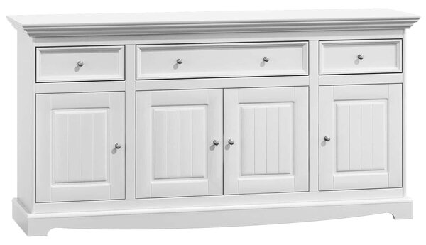 Comodă lemn masiv alb Linea, 167 × 45 × 85 cm