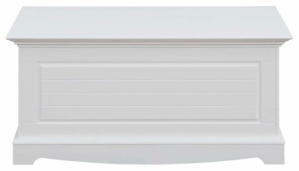Băncuță lemn masiv alb cu Ladă, 112 × 45 × 51 cm