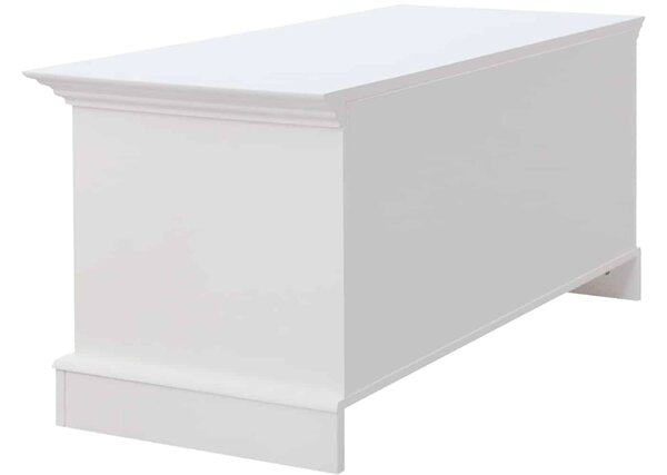Băncuță lemn masiv alb cu Ladă, 112 × 45 × 51 cm
