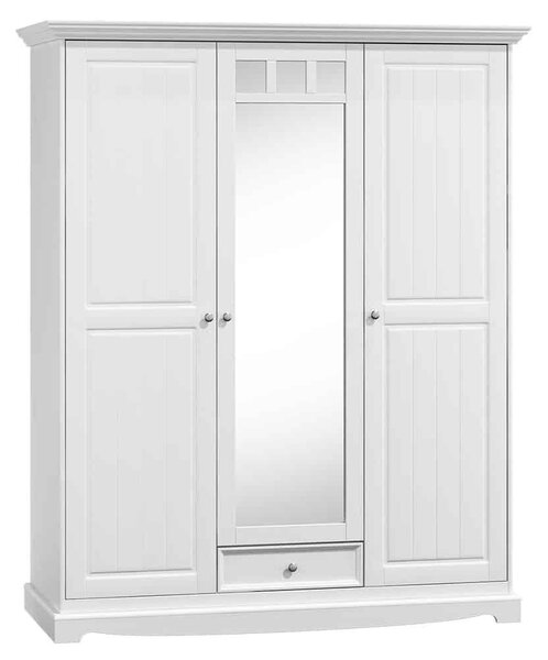 Dulap lemn masiv alb Linea, 156 × 65 × 190 cm