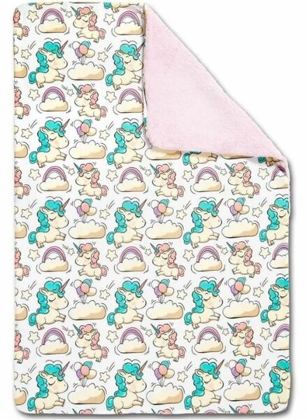 Set 2 paturici duble pufoase cu doua fete 100x78 cm Kidizi Fluffy Pink Beige
