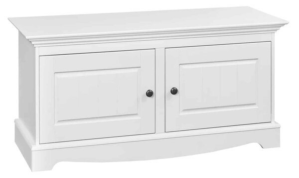 Băncuță lemn masiv alb Linea, 112 × 45 × 53 cm