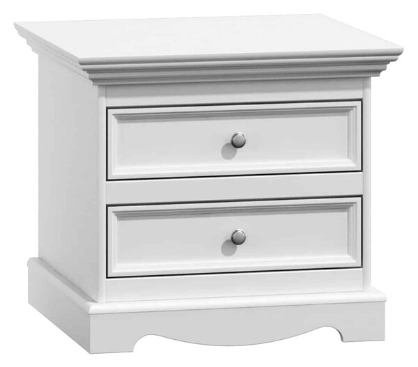 Noptieră lemn masiv alb Linea, 59,5 × 44,2 × 53,2 cm