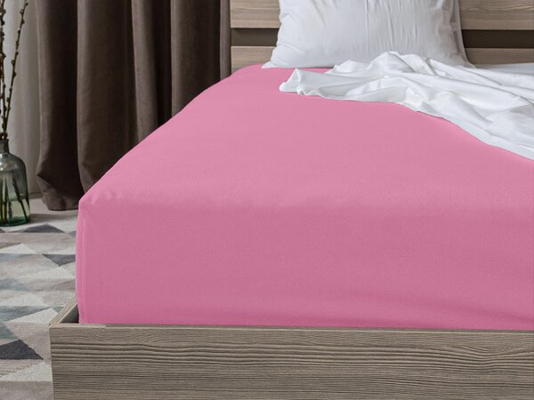 Cearsaf Jersey EXCLUSIVE cu elastic roz 140 x 200 cm