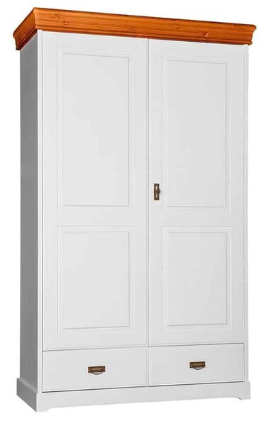 Dulap lemn masiv alb-natur Florence, 132 × 62 × 218 cm