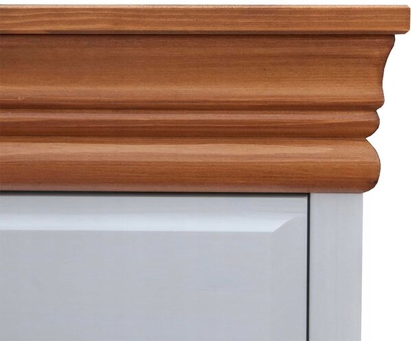 Dulap lemn masiv alb-natur Florence, 132 × 62 × 218 cm