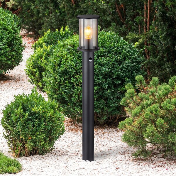 Globo Bornă luminoasă Gracey, negru, cu senzor, 100 cm, IP54, E27, reglabil, Negru, Metal