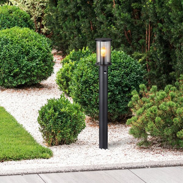 Globo Bornă luminoasă Gracey, negru, cu senzor, 100 cm, IP54, E27, reglabil, Negru, Metal