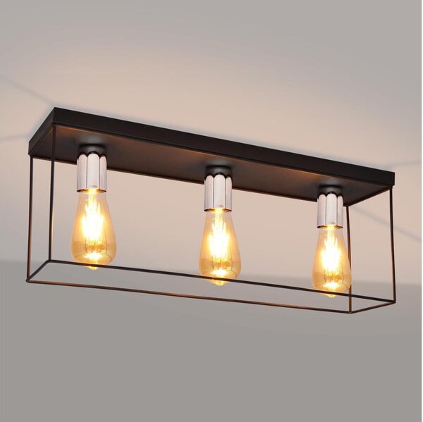 Plafonieră FINN 3xE27/15W/230V negru/crom