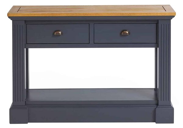 Masă lemn masiv natur Perete London Albastru/, 115 × 37 × 77 cm