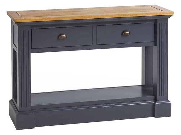Masă lemn masiv natur Perete London Albastru/, 115 × 37 × 77 cm