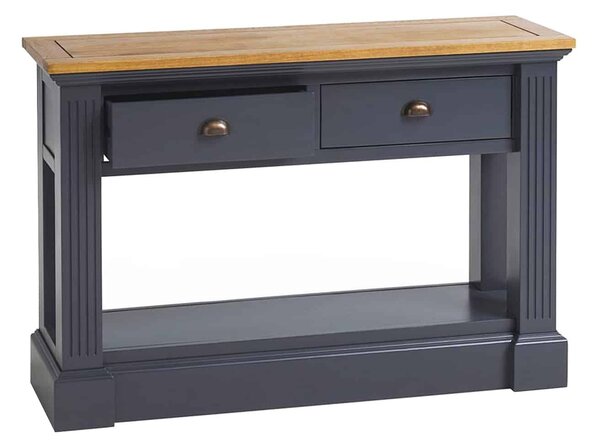 Masă lemn masiv natur Perete London Albastru/, 115 × 37 × 77 cm