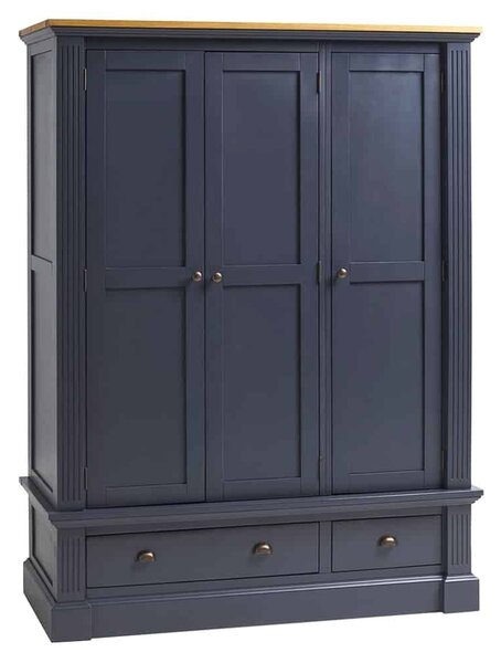 Dulap lemn masiv natur London 3 Usi Albastru/, 155 × 58 × 200 cm