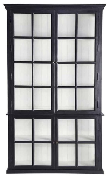 Vitrină lemn masiv gri Noir Antracit, 137 × 46 × 230 cm