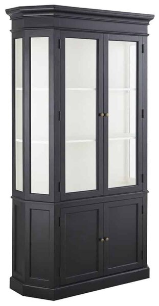 Vitrină lemn masiv gri Noir Antracit, 85 × 45 × 210 cm