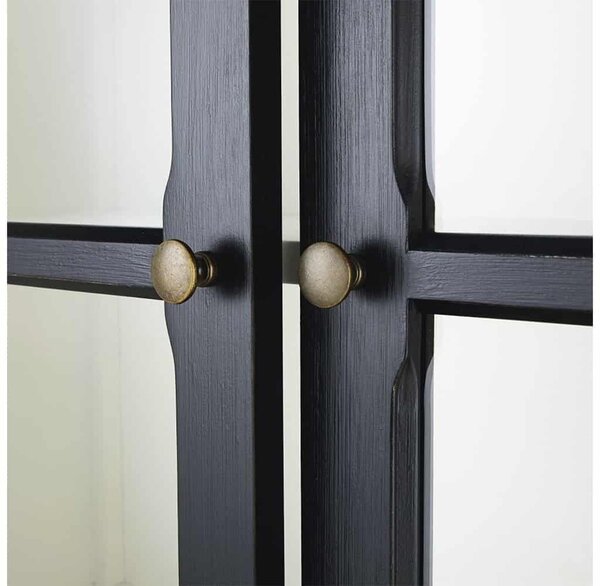 Vitrină lemn masiv gri Noir Antracit, 200 × 35 × 230 cm