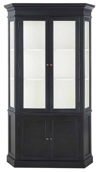 Vitrină lemn masiv gri Noir Antracit, 85 × 45 × 210 cm