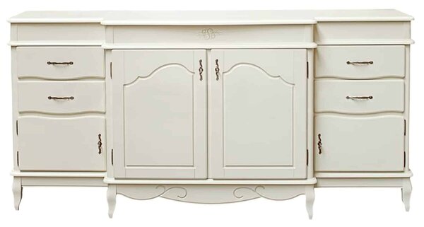 Bufet lemn masiv alb antic Casandra, 215 × 60 × 105 cm
