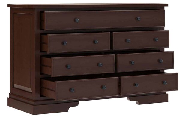 Comodă lemn masiv nuc Louis 7 Sertare, 145 × 55 × 90 cm