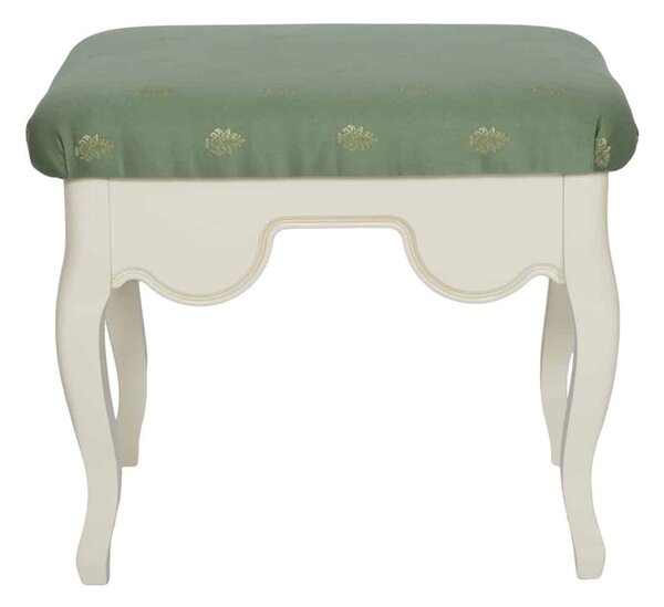 Taburet lemn masiv alb antic Casandra, 53 × 40 × 46 cm