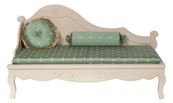 Sofa lemn masiv alb antic Casandra, 169 × 76 × 93 cm