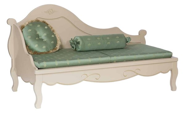 Sofa lemn masiv alb antic Casandra, 169 × 76 × 93 cm