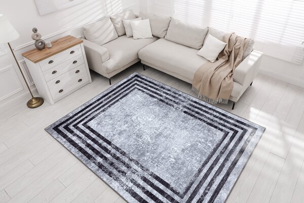 MIRO 51325.805 covor lavabil Geometric, linii anti-alunecare - gri