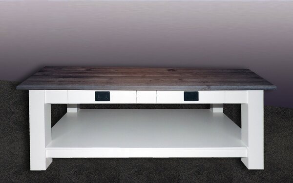Masă lemn masiv alb cafea Emily /Maro, 130 × 45 × 45 cm