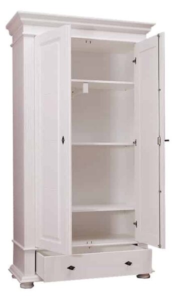 Dulap lemn masiv alb Ariana, 110 × 46 × 200 cm