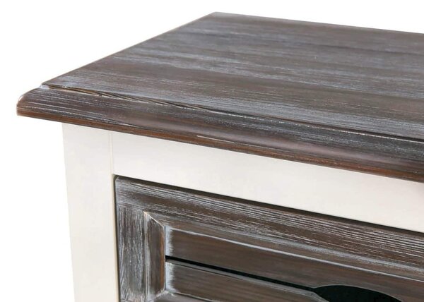 Băncuță lemn masiv alb Harley 5 compartimente /Maro, 113 × 38 × 51 cm