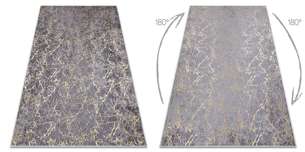MIRO 11111.2103 covor lavabil Marmură, glamour anti-alunecare - gri inchis / aur